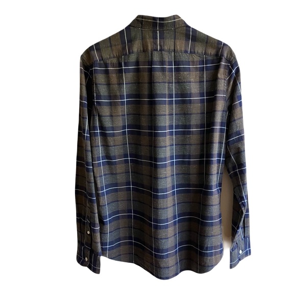 J. Crew Albiate Milano Blue Plaid Cotton Flannel Casual Button Down Shirt Size M - Picture 2 of 6